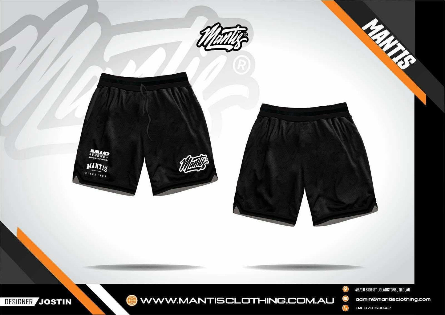 Mantis Gym Shorts ~ Black